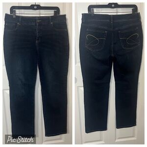 Chico's So Slimming Dark Blue Boot Cut Jeans Stretch Size 2 Short (Large)